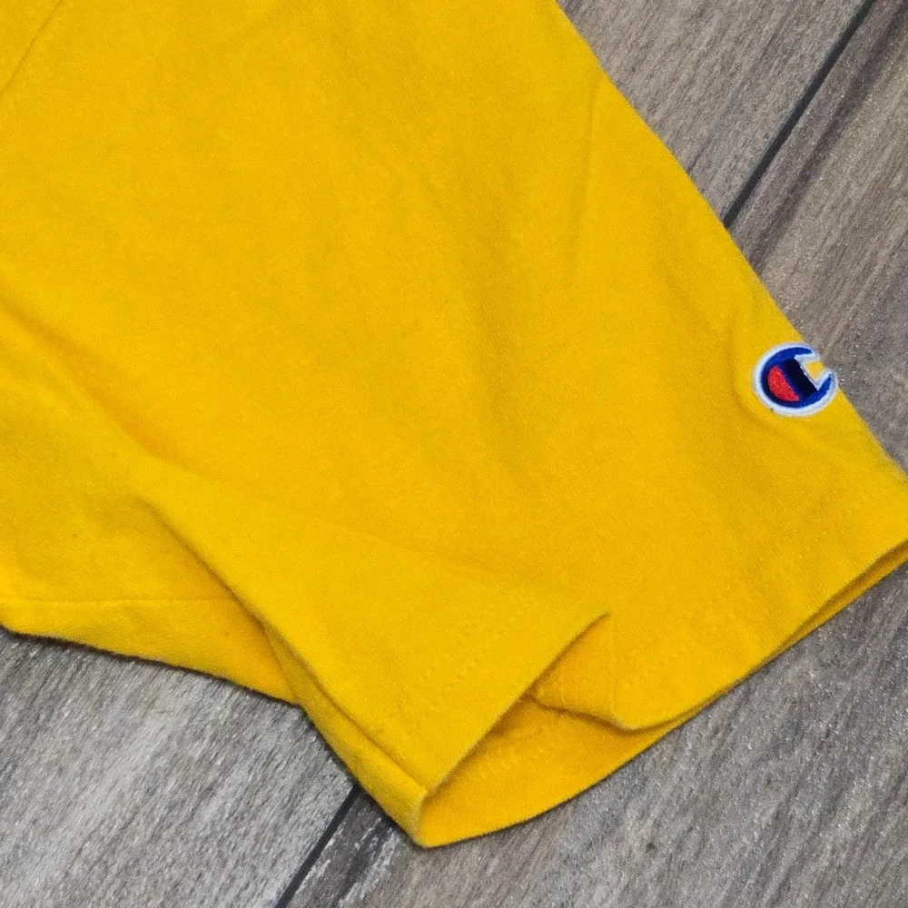 Champion Mens Script Logo Graphic T-Shirt Yellow Short Sleeve Cotton Medium - Picture 2 of 7